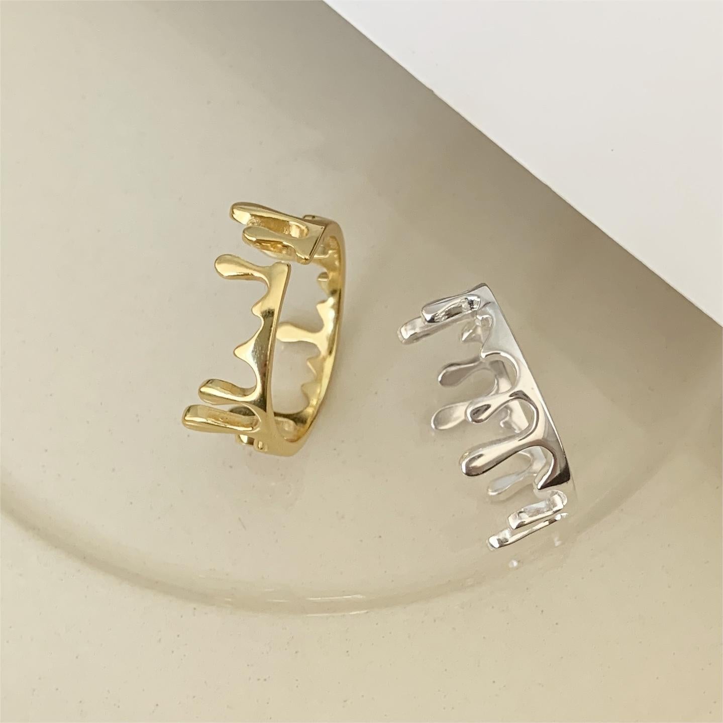 Anello a goccia placcato in argento sterling 925 minimalista da donna