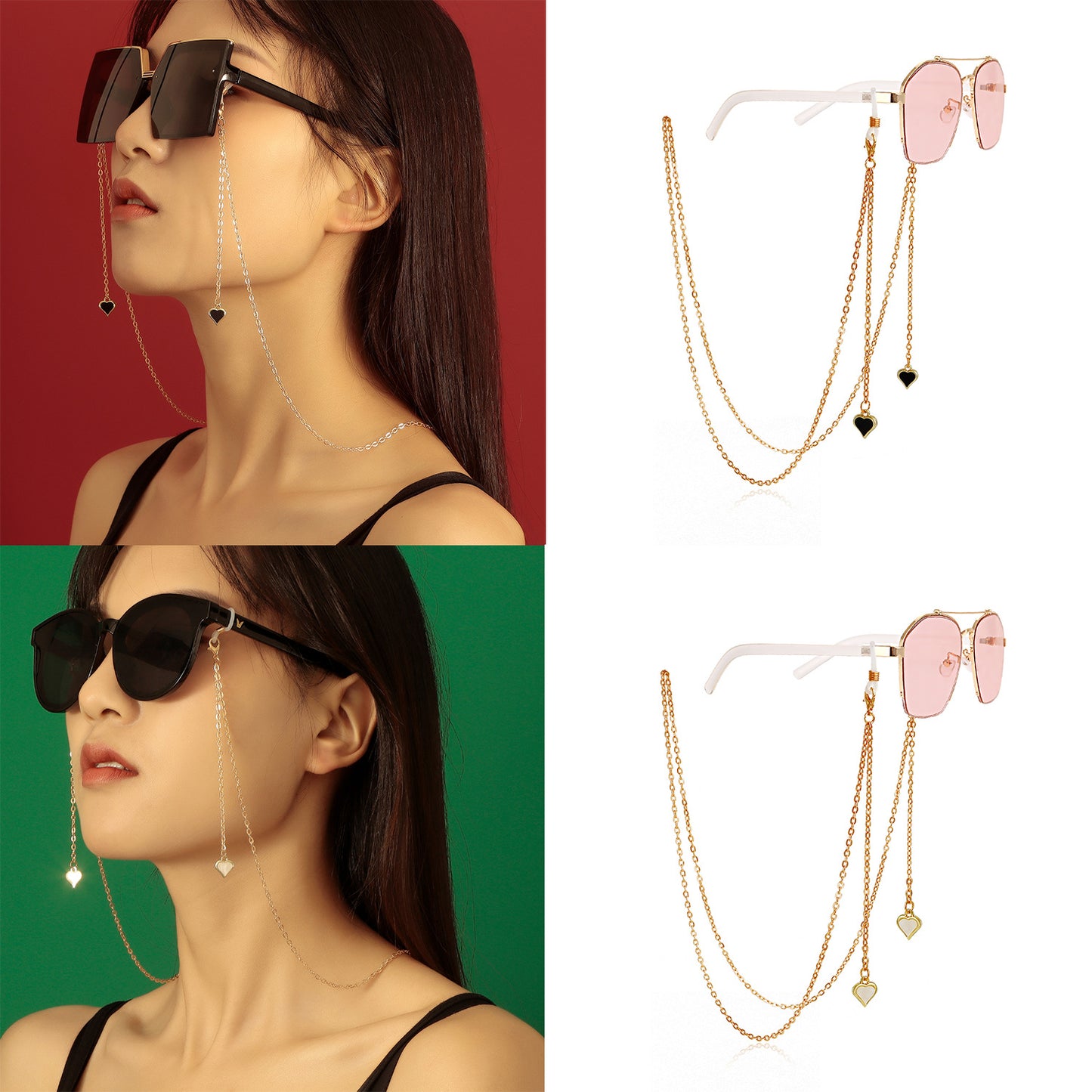 Elegant Casual Heart Metal Chain for Mask and Glasses