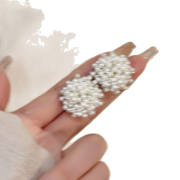 Orecchini a perno eleganti in stile vintage francese con perle, design geometrico, perni in acciaio placcato e perle finte per donna