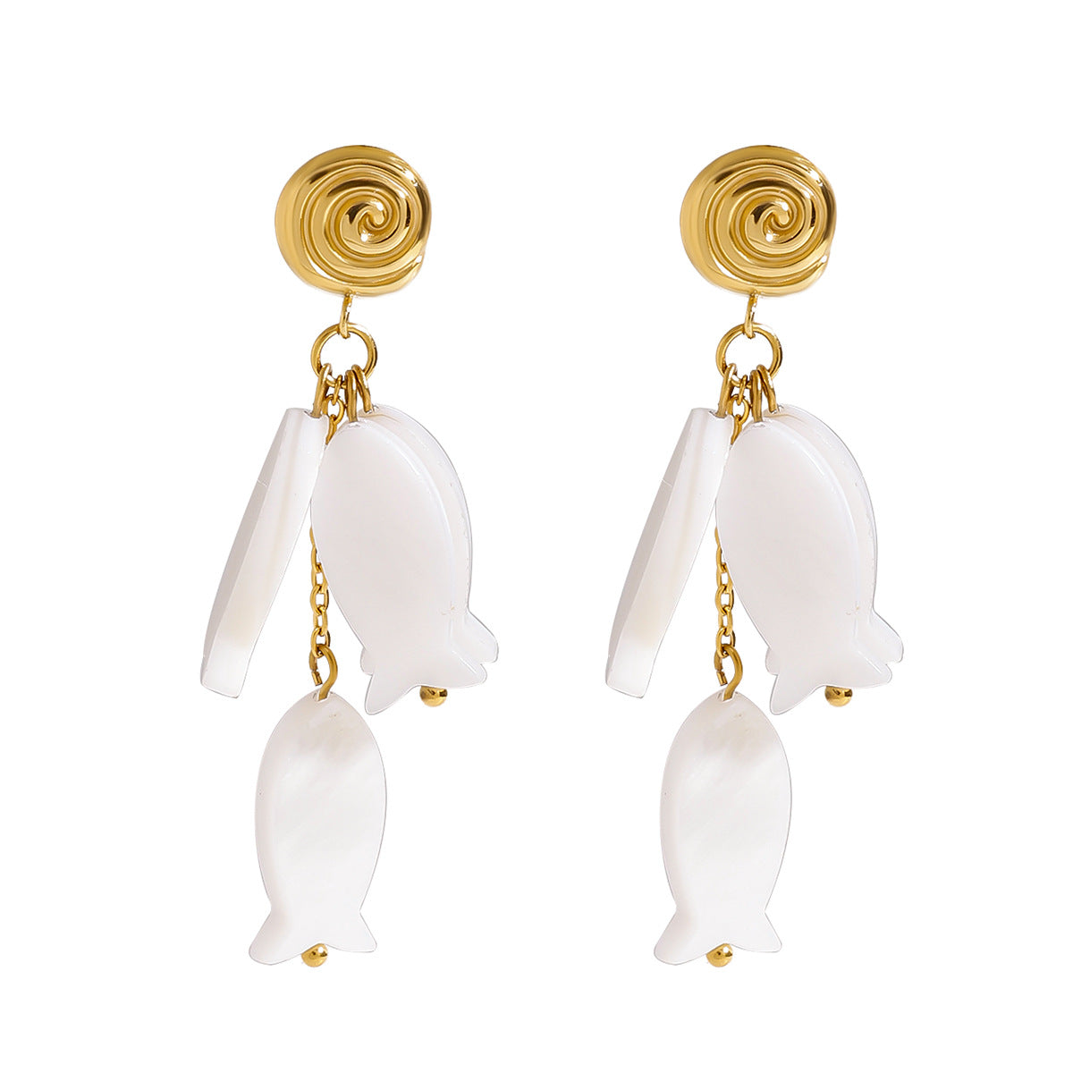 Luxury Elegant Geometric Shell Titanium Steel Earrings