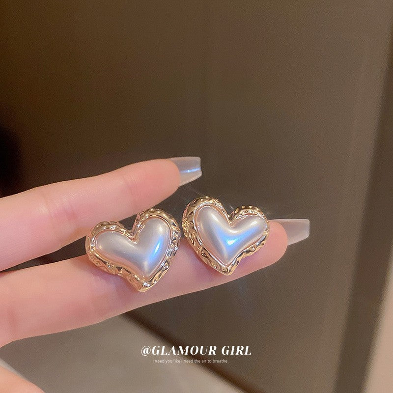 Orecchini a perno con perle stile vintage francese elegante con perni in acciaio placcato per donna, uso quotidiano, design rotondo geometrico minimalista, look di lusso