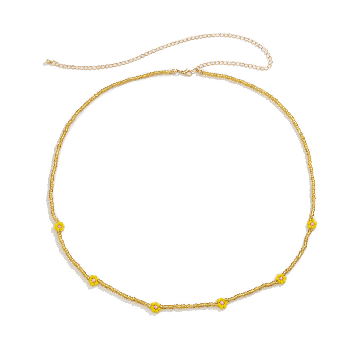 Catenina Minimalista da Donna per il Punto Vita con Margherite e Chiusura a Moschettone Regolabile in Plastica