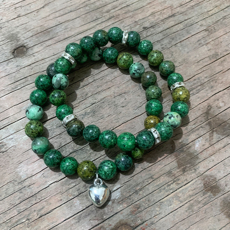 Unisex Geometric Alloy Bracelet Set with Tiger Eye, Green Aventurine and Red Agate Beads