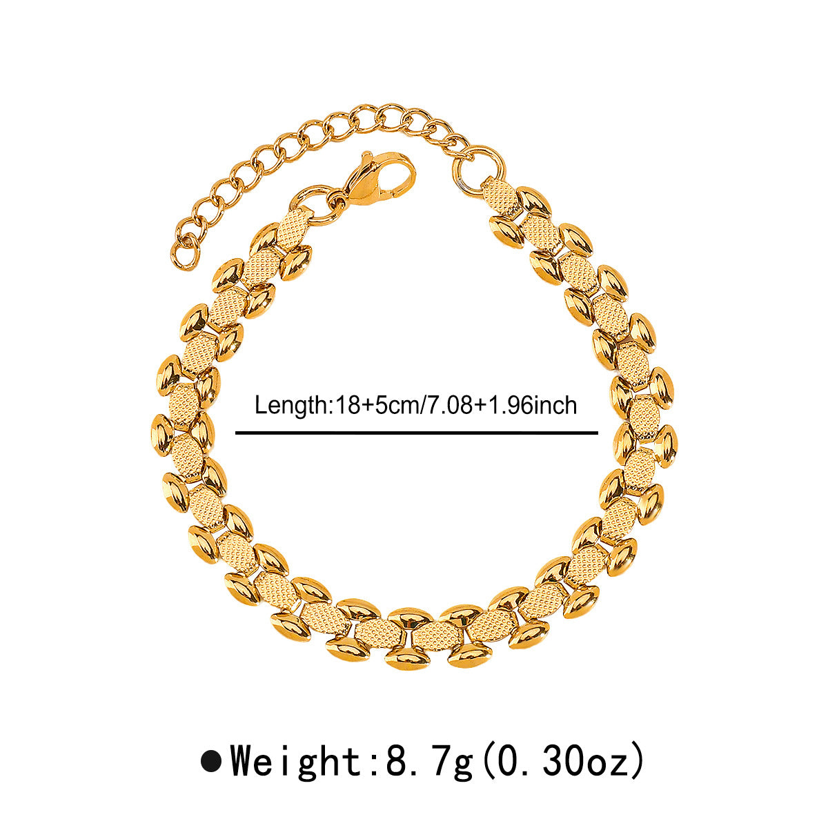 Minimalist Geometric Stainless Steel Bracelet with Gold Plating and Rhinestone Accents for Women