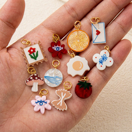 Fashion Casual Business 18K Gold Plated Brass Fruit Floral Pendant Necklace Charm Bar for Unisex