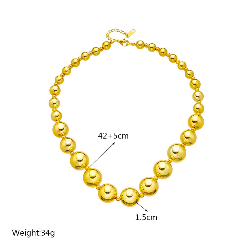 Collana con perline in acciaio al titanio minimalista geometrica alla moda allungabile alla clavicola con finitura galvanica