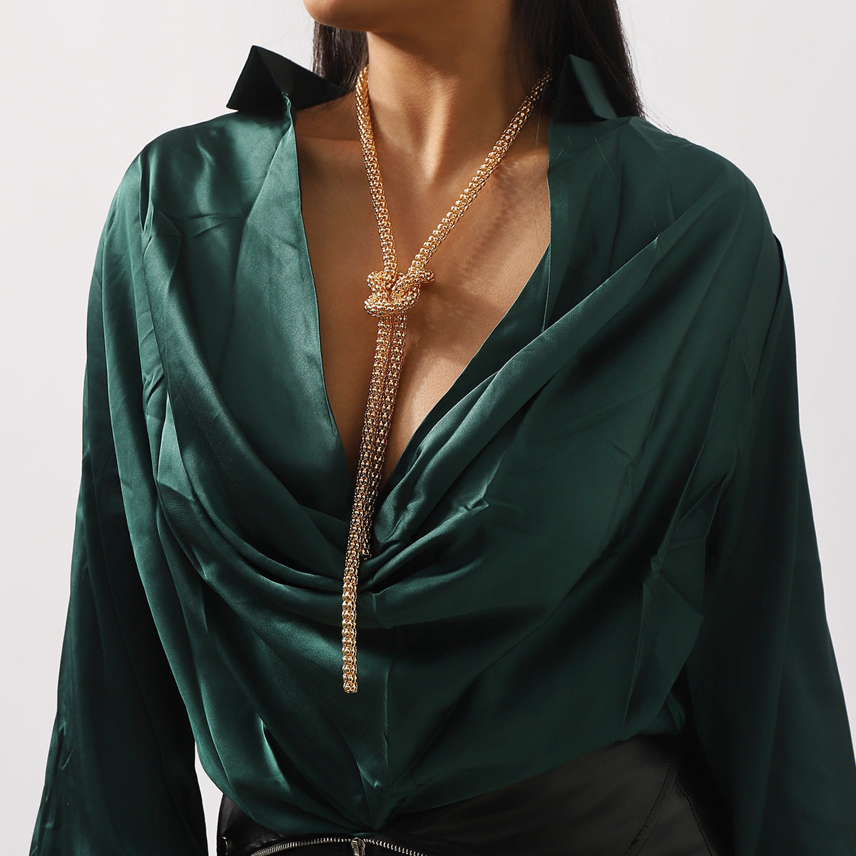 Sweet-Edgy Geometric Y-Shaped Linear Pendant Necklace for Women with Plated Finish and Tassel Detail