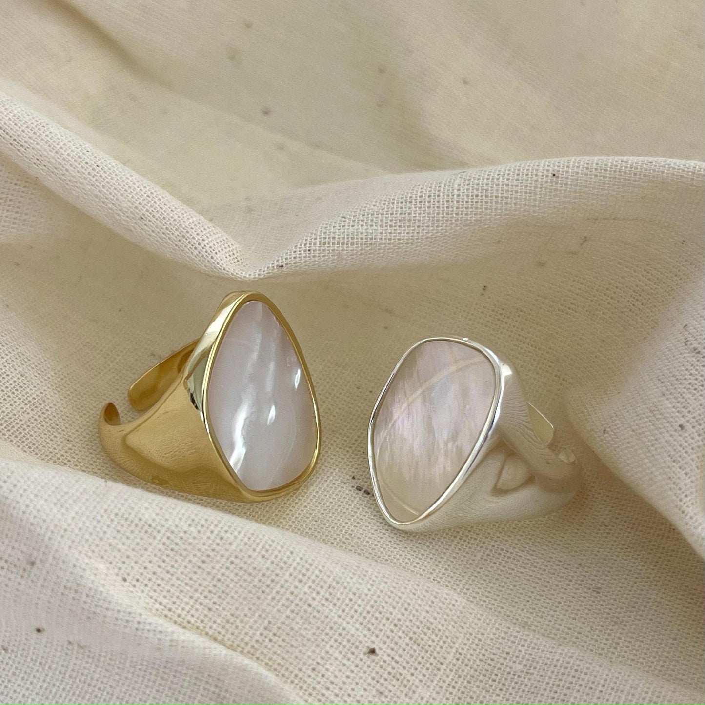 Anello da donna minimalista Streetwear in argento Sterling 925 con intarsio in conchiglia di madreperla