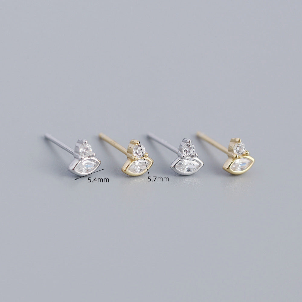 Orecchini a perno geometrici a occhio di marquise minimalisti in argento sterling 925 con intarsi di strass per donna