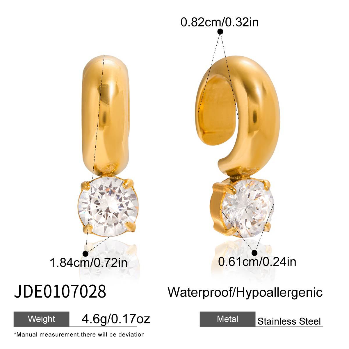 Elegant Geometric Round Stainless Steel Plated Cubic Zirconia Hoop Earrings for Women
