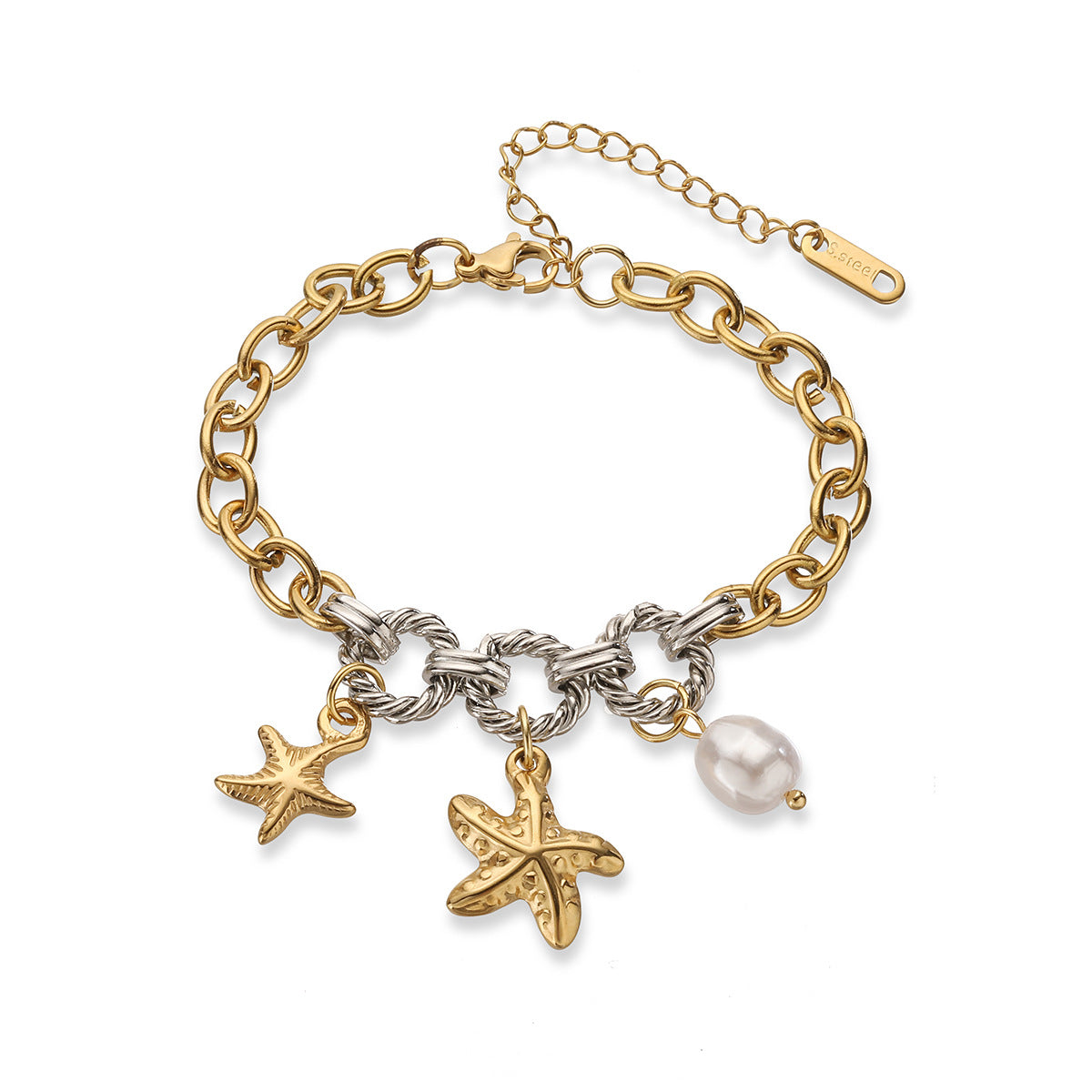 Bracciale da donna vintage geometrico in acciaio inossidabile con placcatura in oro 18 carati e design a colori contrastanti