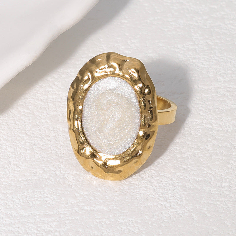 Anello rotondo minimalista in acciaio inossidabile con finitura placcata per donna Accessorio di moda a fascia aperta geometrica