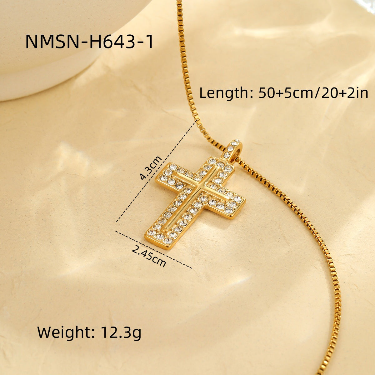 Collana pendente a croce alla moda in acciaio inossidabile con strass da donna