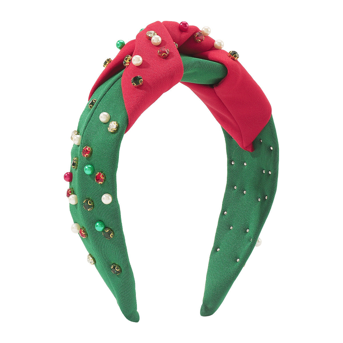 Fascia per Capelli Natalizia Dolce e Audace con Strass e Perle, Cerchietto Festivo a Fascia Larga da Donna