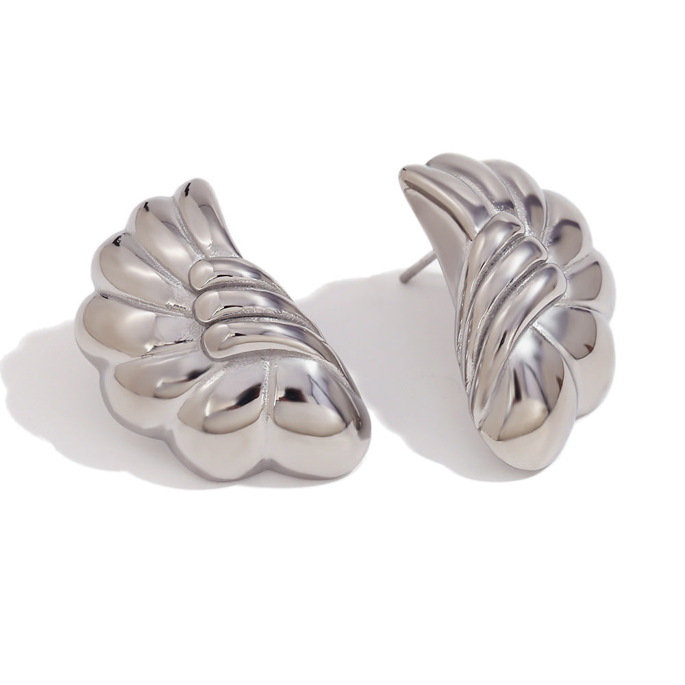 Pendientes de acero inoxidable geométricos vintage de moda con chapado en oro de 18 quilates con motivos de ondas y flores para mujer