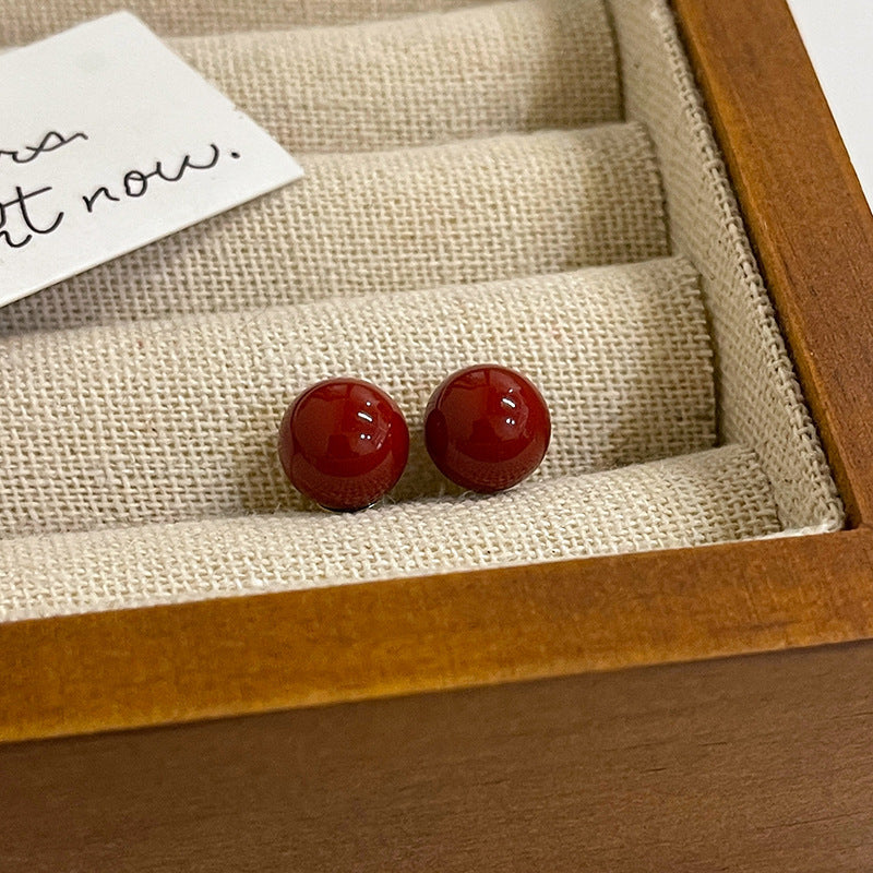 Elegant Geometric Earrings for Women with Enamel Finish in Copper and Stainless Steel Studs