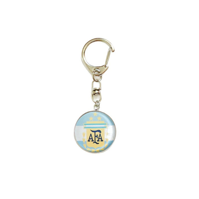 Sporty Round Stainless Steel Keychain National Football Team Souvenir Gift