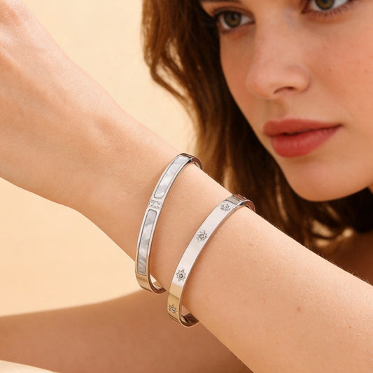 Luxury Stainless Steel Star Cubic Zirconia Polished Bracelet