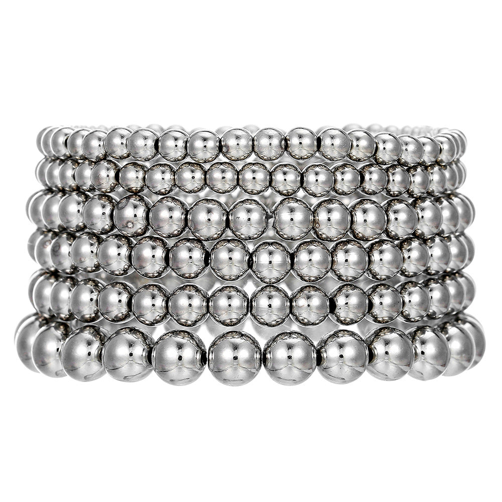 Geometric Round Acrylic Beaded Bracelet for Women