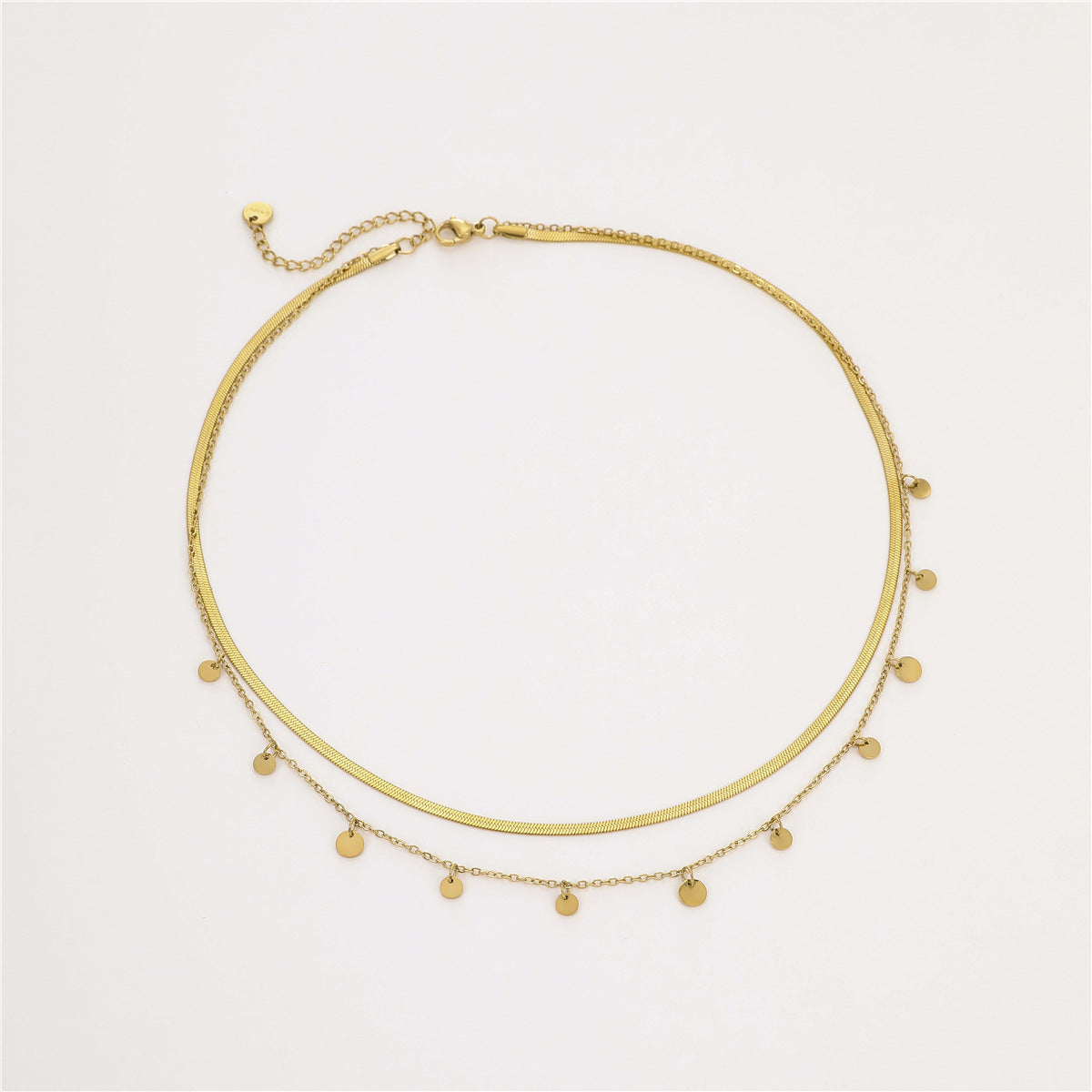 Collana da donna in acciaio inossidabile placcato oro 18 carati con nappe geometriche e vuote