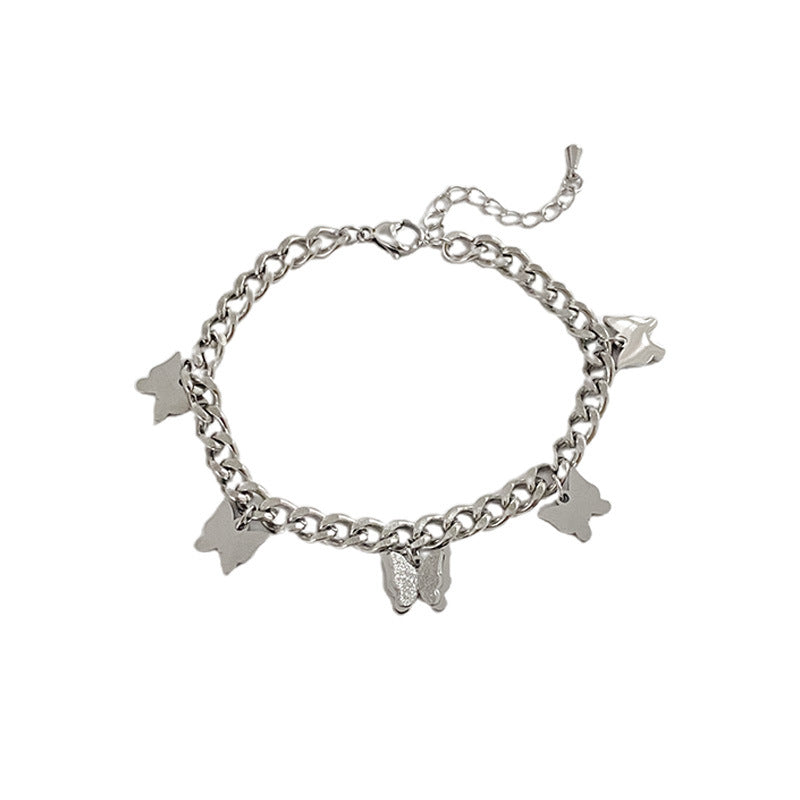Minimalist Hip-hop Butterfly Titanium Steel Bracelet for Women
