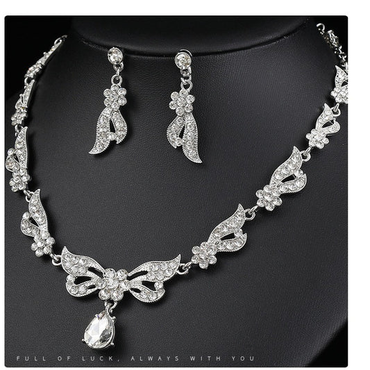 Elegant Bowknot Crystal-Embellished Alloy Necklace Set with Butterfly and Musical Note Motifs for Women