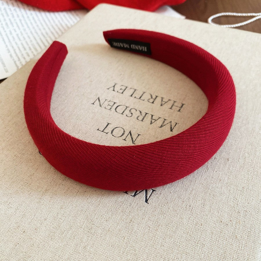 Elegante Cerchietto Francese Vintage in Velluto Rosso da Donna con Design Rotondo Minimalista Chic Copricapo per Acconciature con Corona Alta