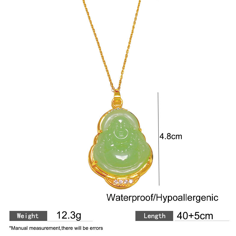 Sweet Minimalist Brass Gourd Pendant with Cubic Zirconia Inlay on Titanium Steel Cable Chain Necklace for Women