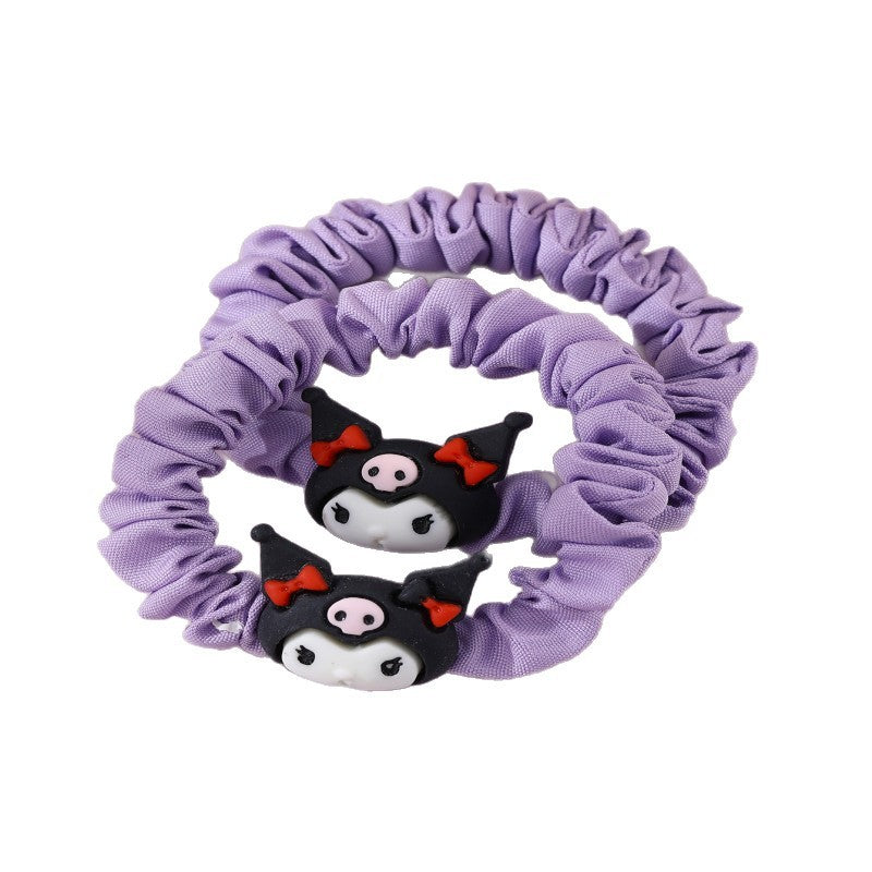 Cartoon Character Hair Tie for Kids with Knitted Fabric Construction in Pastel Macaron Color Palette, Princess-Themed Elastic Headband for Girls Aged 3 to 10 Years