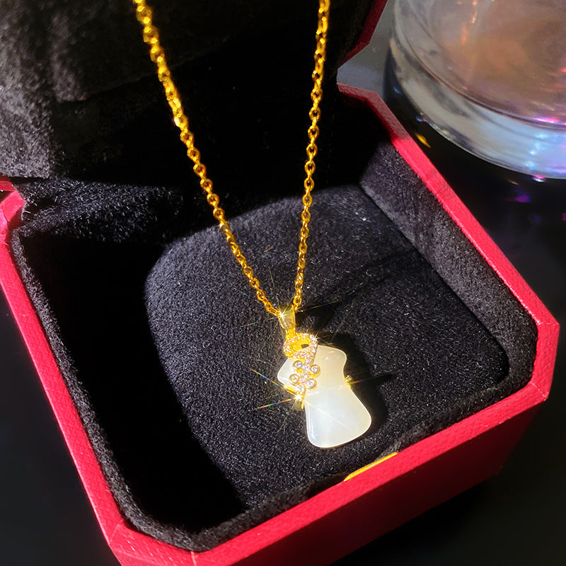 Sweet Bamboo Joint Pattern Titanium Steel Plated Necklace with Brass Pendant Cable Chain Unisex