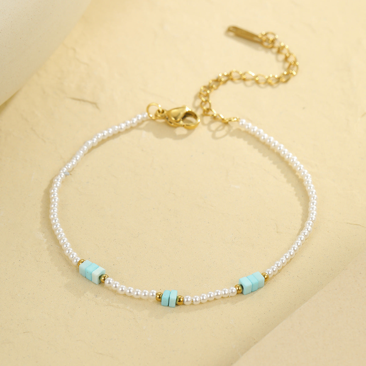 Collana Bohemien da Donna con Perline Geometriche in Acciaio Inossidabile con Finitura Placcata