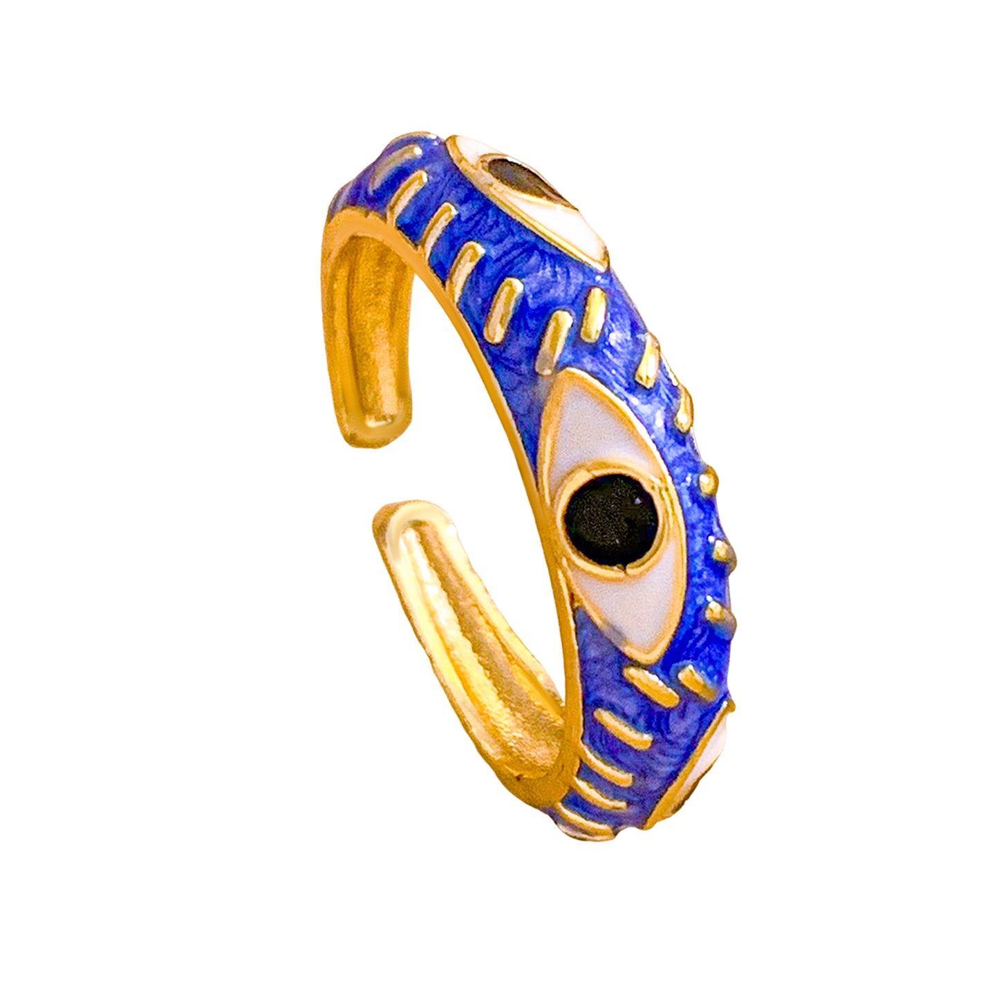 Minimalist Gold Plated Brass Open Ring with Heart and Checkered Pattern for Women