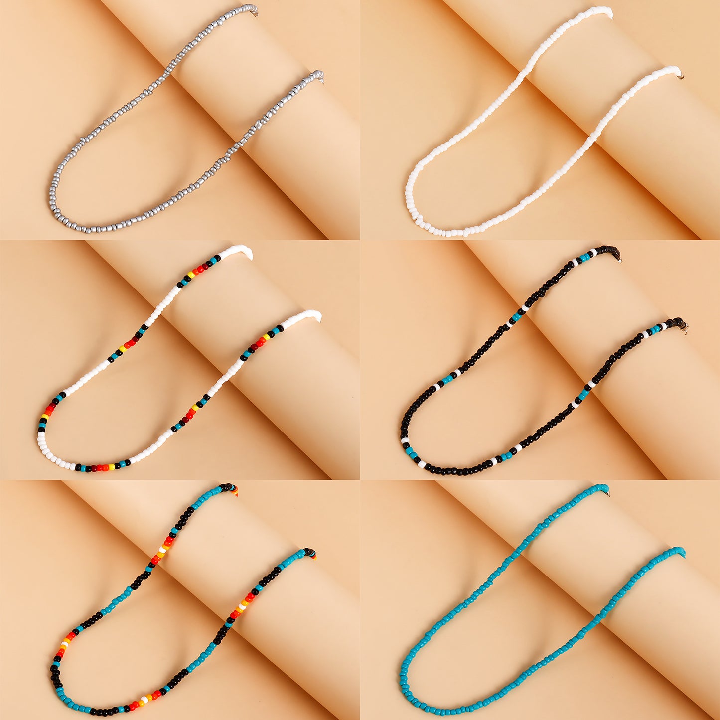Bohemian Style Geometric Short Pendant Necklace for Women with Alloy Beads and Plated Finish