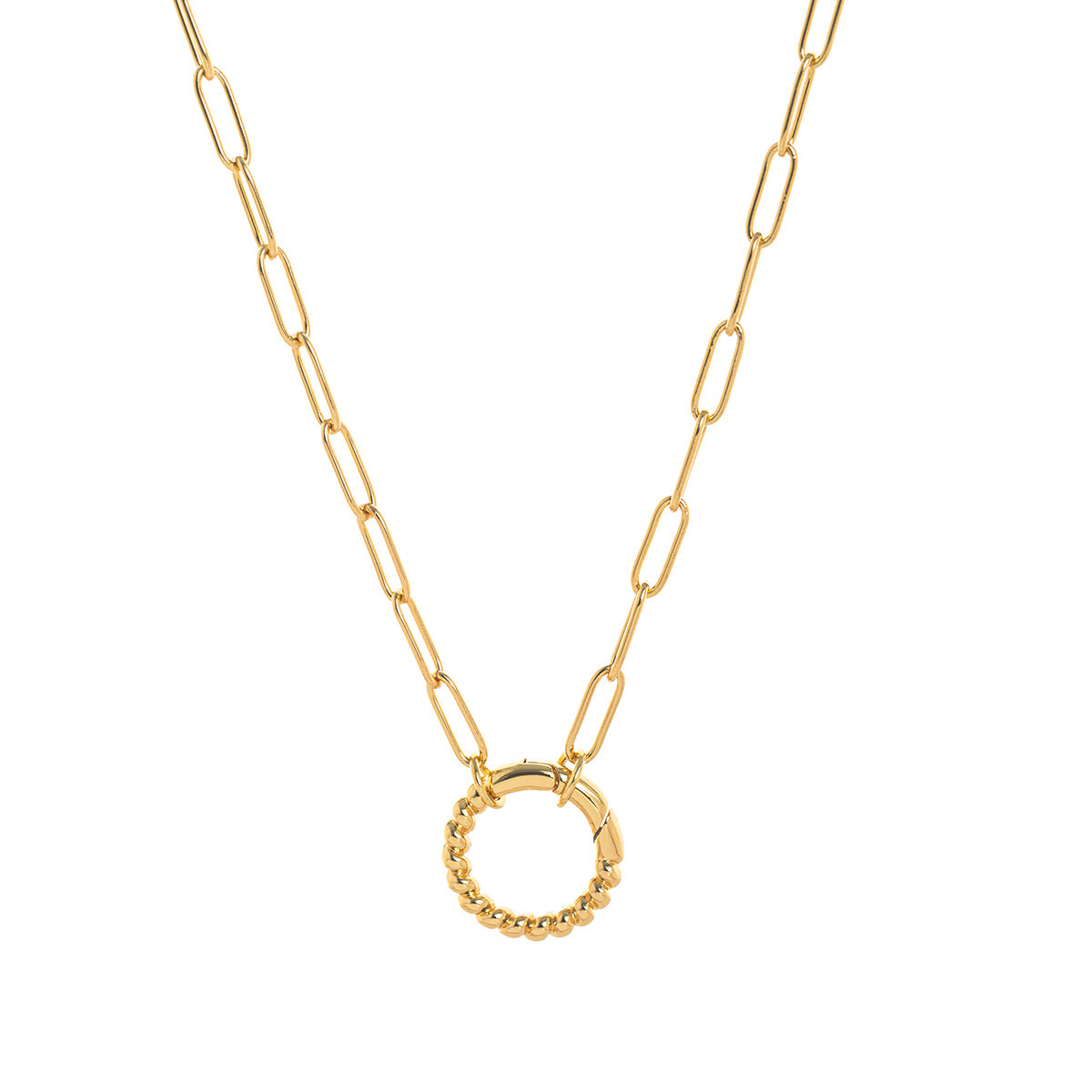Vintage Minimalist Geometric Heart 18K Gold Plated Titanium Steel DIY Charm Bar Necklace