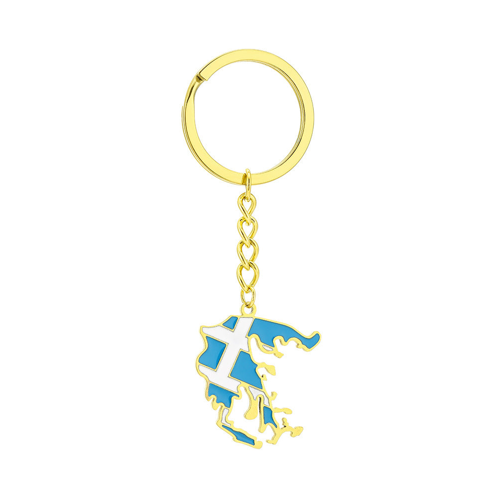 Llavero Colgante Vintage de Esmalte con Patrón Griego para Hombre y Mujer, Accesorio de Acero Inoxidable Estilo Étnico