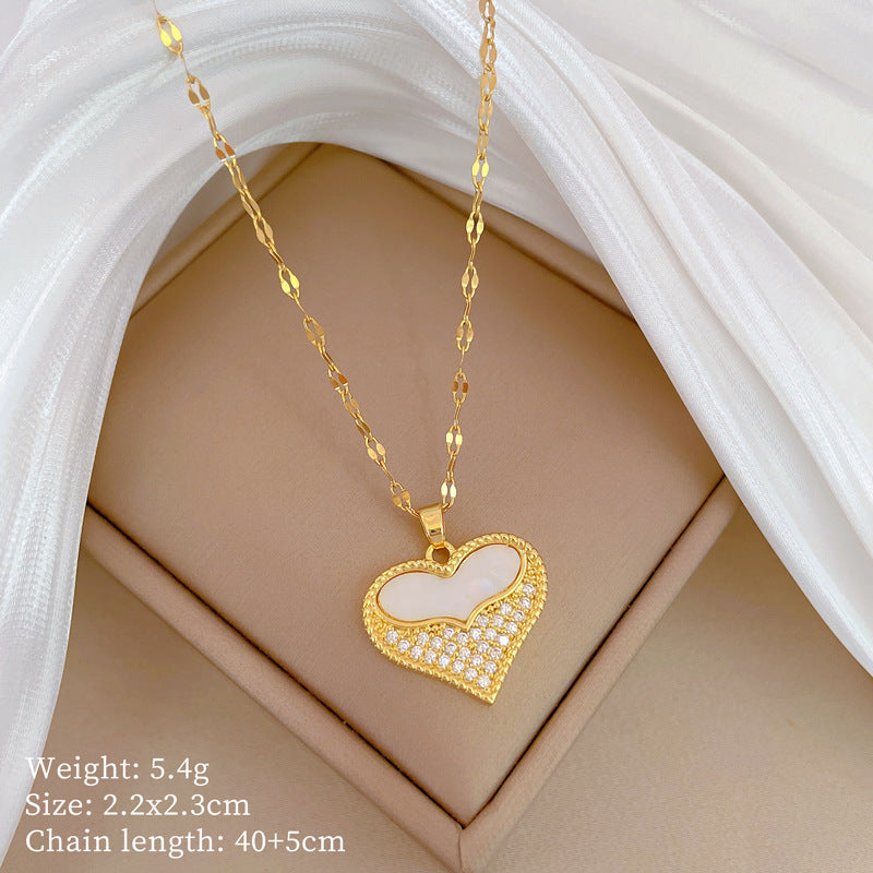 Collar de titanio con diamantes de imitación, cielo estrellado geométrico, para mujer, cadena de labios minimalista, estilo dulce