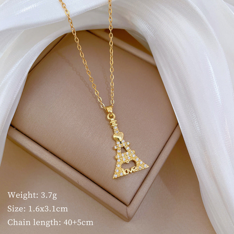 Collar con colgante de luna geométrica minimalista para mujer y hombre, cadena delicada de acero inoxidable para clavícula con detalles de diamantes de imitación