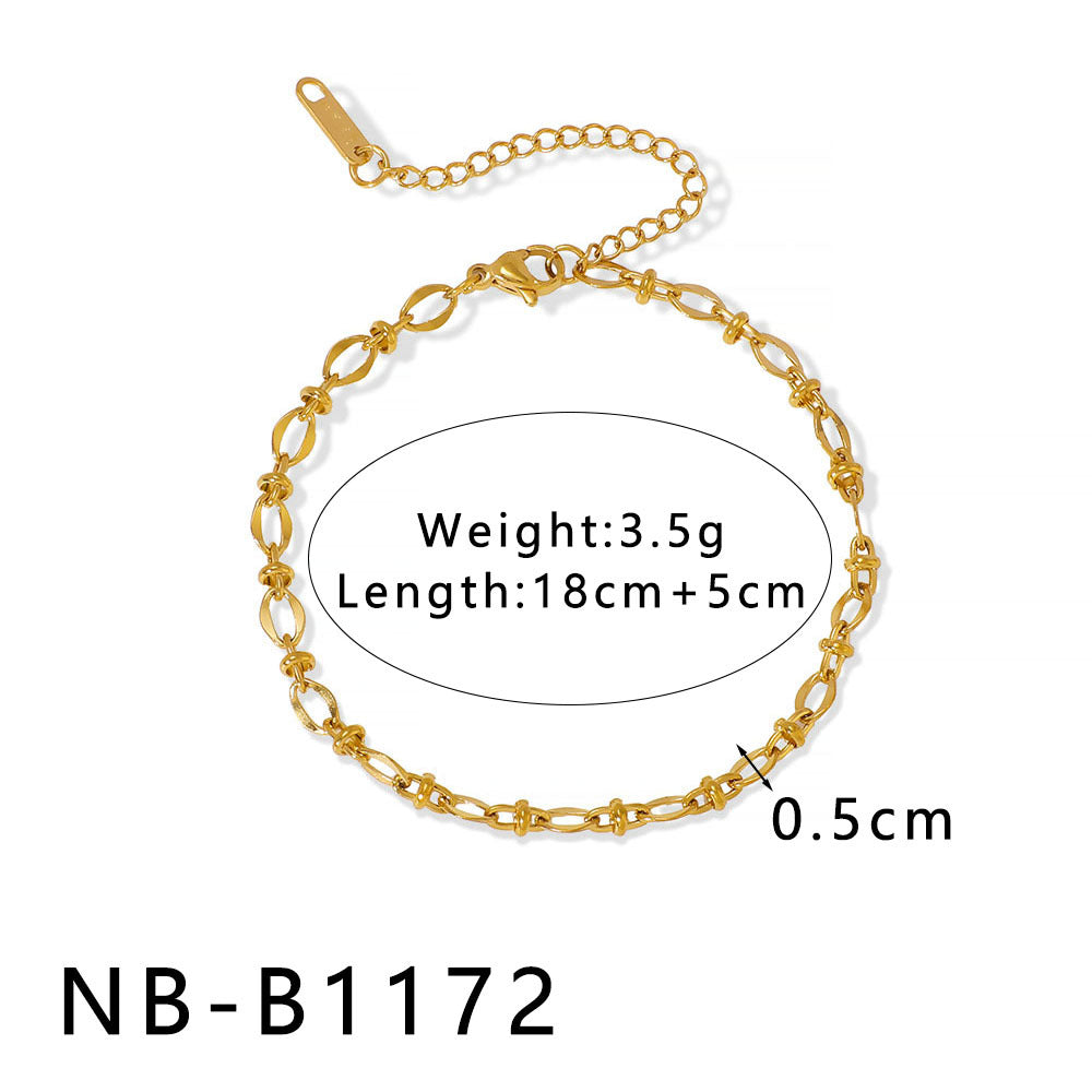 INS Style Geometric and Letter-Shaped Titanium Steel Stainless Steel Bracelet with 18K Gold Plating for Couples