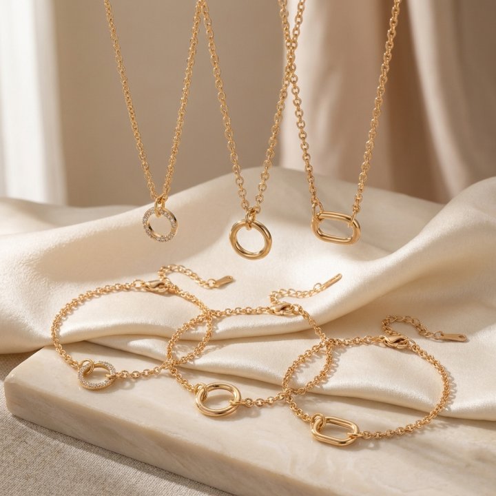 Vintage 18K Gold Plated Brass Corn Chain Necklace with Round Oval Heart Geometric CZ Pendant Charm Bar