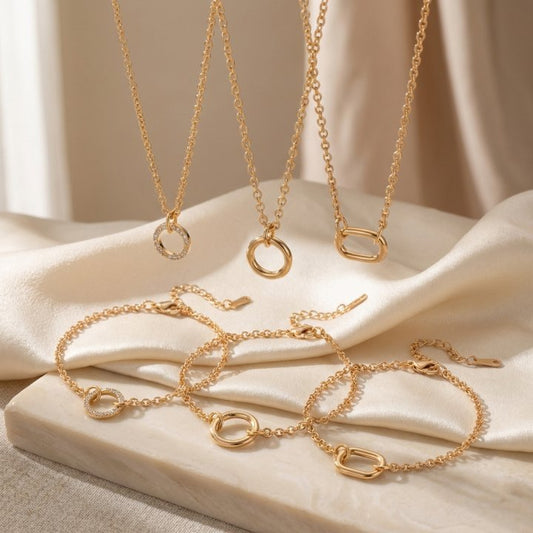 Collana a catena in mais in ottone placcato oro 18 carati vintage con ciondolo a forma di cuore ovale rotondo geometrico in zirconi cubici
