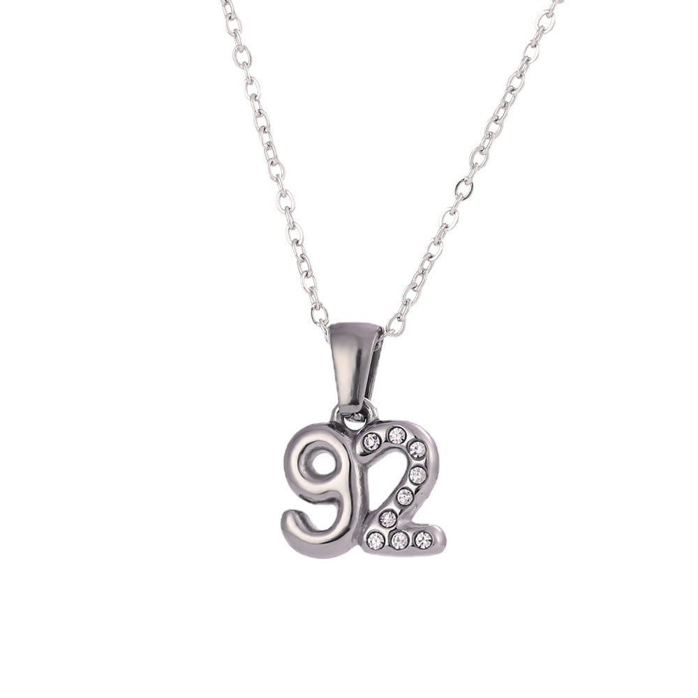 Minimalist Fashion Necklace for Women with Stainless Steel Chain, 18K Gold Plated Titanium Steel Pendant, Micro-Paved Rhinestone Accent, 3D Numeric Year Design