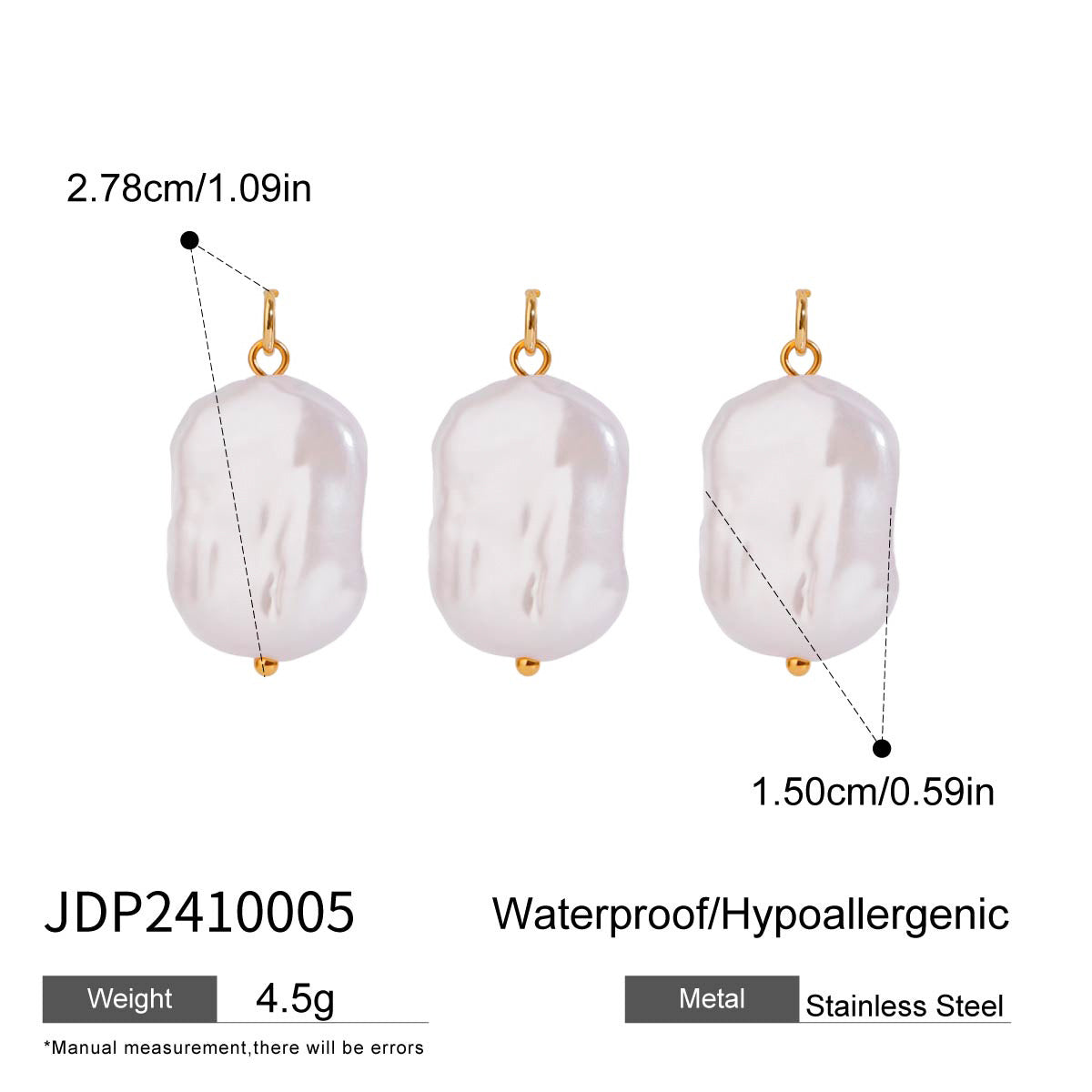 Charm a barra con perle minimalista in acciaio inossidabile per accessori fai-da-te di gioielli da donna