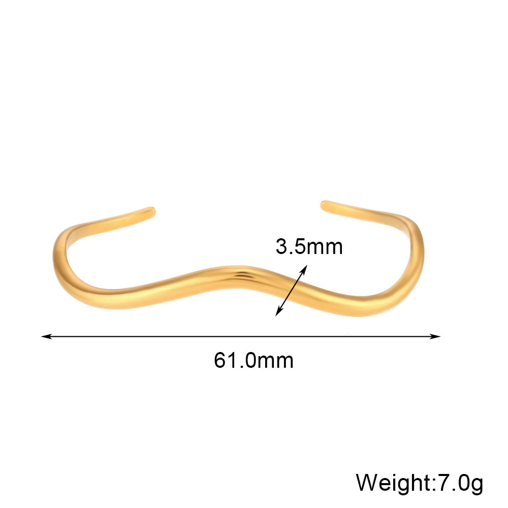 Minimalist Luxury Wave-Shaped Stainless Steel Bracelet for Women with Plated Finish