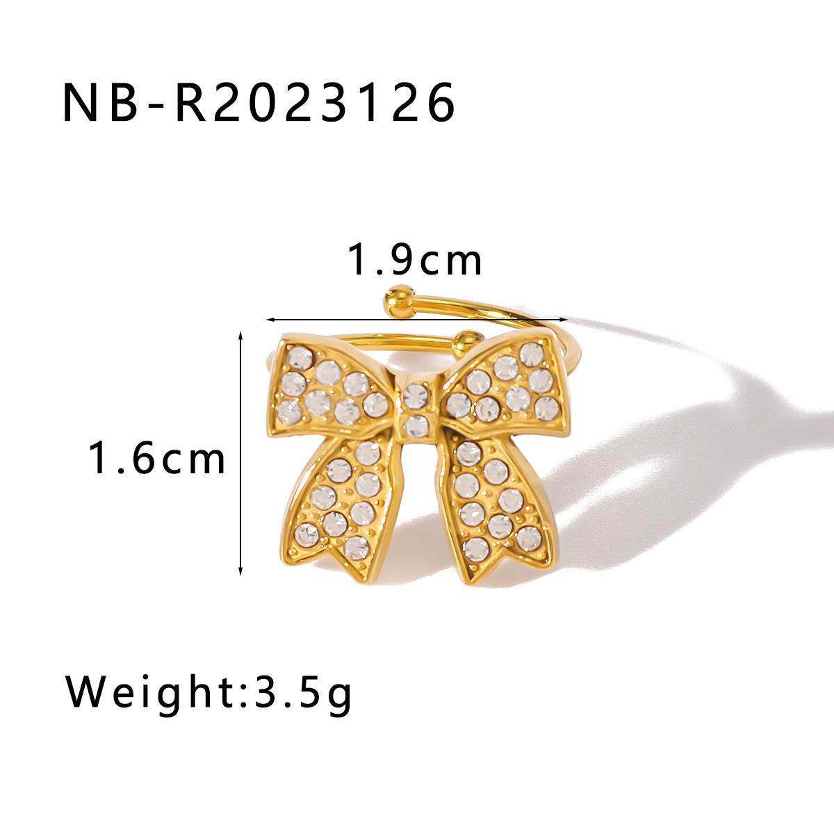 Minimalist Bow-Shaped Stainless Steel Ring with Pearl and Zircon Inlay, Vacuum Plated in 18K Gold Finish, Unisex Fashion Jewelry