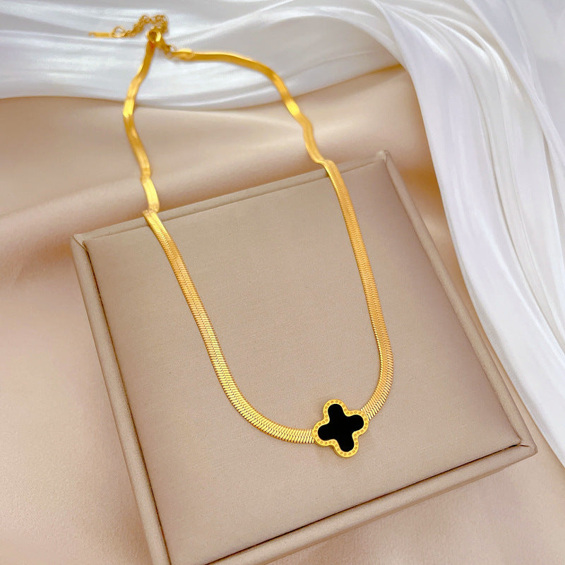Collana con pendente geometrico minimalista in titanio e acciaio placcato unisex
