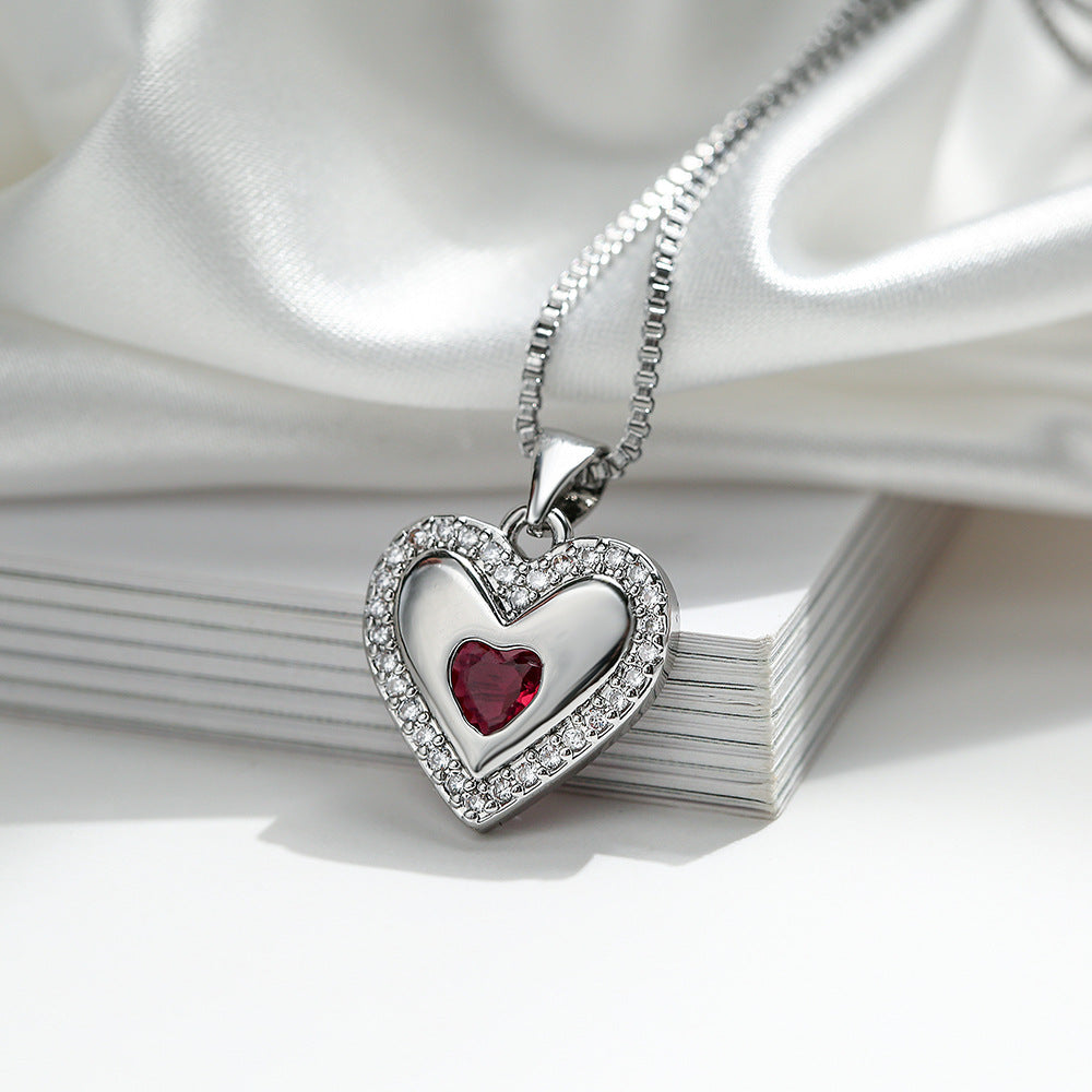 Collana con Ciondolo a Cuore Minimalista in Rame, Placcato Oro Vero e Zirconi, da Donna