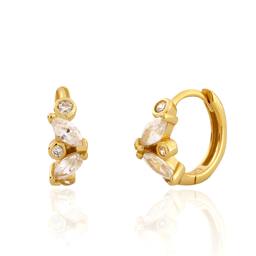 Orecchini a perno geometrici minimalisti in argento sterling S925 con intarsio di strass da donna