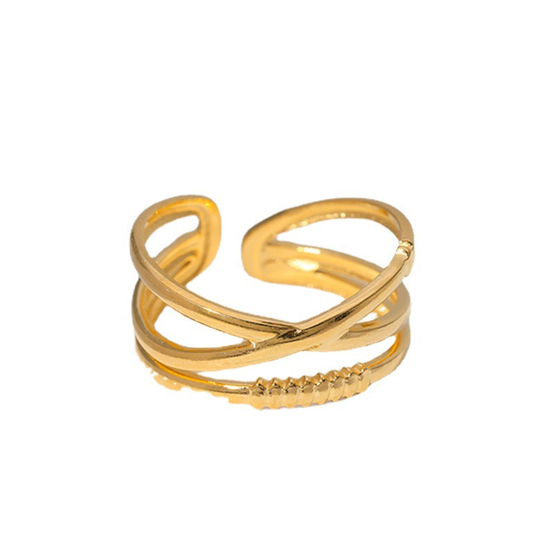 Minimalist Geometric Plated Stainless Steel Open Ring for Women