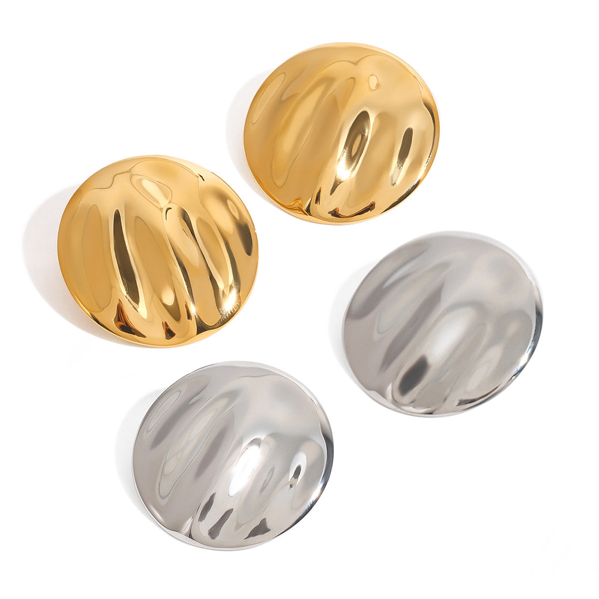 Geometric Round Plated Stainless Steel Titanium Stud Earrings for Women