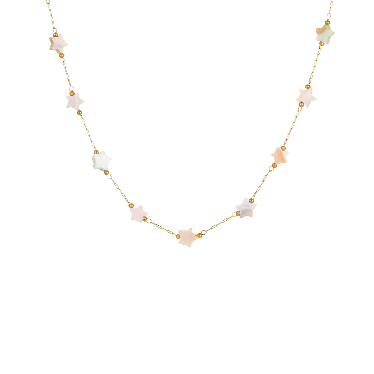 Collana con ciondolo a stella geometrica di tendenza in abalone, in acciaio inossidabile con finitura placcata, da donna
